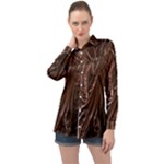 Chocolate Texture, Dark Chocolate Background Long Sleeve Satin Shirt