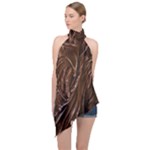 Chocolate Texture, Dark Chocolate Background Halter Asymmetric Satin Top