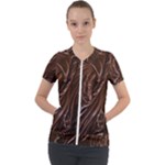 Chocolate Texture, Dark Chocolate Background Short Sleeve Zip Up Jacket