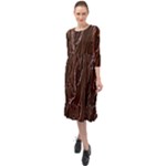 Chocolate Texture, Dark Chocolate Background Ruffle End Midi Chiffon Dress