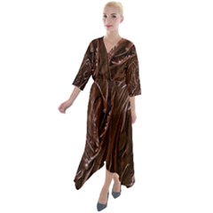 Quarter Sleeve Wrap Front Maxi Dress 