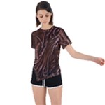 Chocolate Texture, Dark Chocolate Background Asymmetrical Short Sleeve Sports T-Shirt