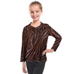 Chocolate Texture, Dark Chocolate Background Kids  Long Mesh T-Shirt