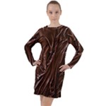 Chocolate Texture, Dark Chocolate Background Long Sleeve Hoodie Dress