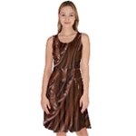 Chocolate Texture, Dark Chocolate Background Knee Length Skater Dress With Pockets