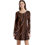 Chocolate Texture, Dark Chocolate Background Long Sleeve Velour Skater Dress