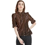 Chocolate Texture, Dark Chocolate Background Frill Neck Blouse