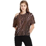 Chocolate Texture, Dark Chocolate Background One Shoulder Cut Out T-Shirt