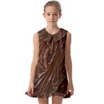 Chocolate Texture, Dark Chocolate Background Kids  Pilgrim Collar Ruffle Hem Dress