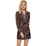 Chocolate Texture, Dark Chocolate Background Long Sleeve Satin Robe