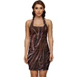 Chocolate Texture, Dark Chocolate Background Sleeveless Wide Square Neckline Ruched Bodycon Dress