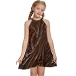 Chocolate Texture, Dark Chocolate Background Kids  Halter Collar Waist Tie Chiffon Dress