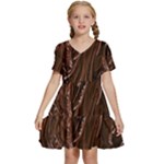 Chocolate Texture, Dark Chocolate Background Kids  Short Sleeve Tiered Mini Dress