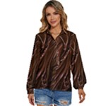 Chocolate Texture, Dark Chocolate Background Women s Long Sleeve Button Up Shirt