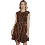 Chocolate Texture, Dark Chocolate Background Cap Sleeve High Waist Dress