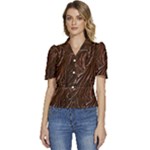 Chocolate Texture, Dark Chocolate Background Puffed Short Sleeve Button Up Jacket