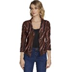 Chocolate Texture, Dark Chocolate Background Women s Casual 3/4 Sleeve Spring Jacket