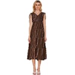 Chocolate Texture, Dark Chocolate Background V-Neck Drawstring Shoulder Sleeveless Maxi Dress