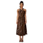 Chocolate Texture, Dark Chocolate Background Sleeveless Cross Front Cocktail Midi Chiffon Dress