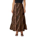 Chocolate Texture, Dark Chocolate Background Tiered Ruffle Maxi Skirt