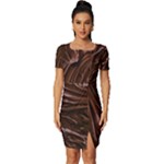 Chocolate Texture, Dark Chocolate Background Fitted Knot Split End Bodycon Dress