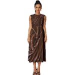 Chocolate Texture, Dark Chocolate Background Sleeveless Round Neck Midi Dress