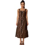 Chocolate Texture, Dark Chocolate Background Square Neckline Tiered Midi Dress