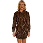 Chocolate Texture, Dark Chocolate Background Womens Long Sleeve Shirt Dress