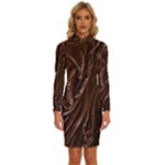 Chocolate Texture, Dark Chocolate Background Long Sleeve Shirt Collar Bodycon Dress