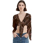 Chocolate Texture, Dark Chocolate Background Trumpet Sleeve Cropped Top