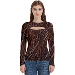 Chocolate Texture, Dark Chocolate Background Women s Cut Out Long Sleeve T