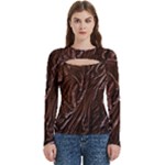 Chocolate Texture, Dark Chocolate Background Women s Cut Out Long Sleeve T-Shirt