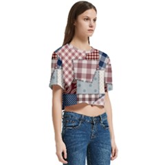 Women s Round Neck Short Sleeve Crop Top 