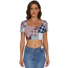 Short Sleeve Square Neckline Crop Top  