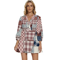 V-Neck Placket Mini Dress 