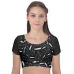 Cryptic Creature Pattern  Velvet Short Sleeve Crop Top 