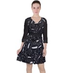 Cryptic Creature Pattern  Quarter Sleeve Ruffle Waist Dress