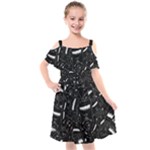 Cryptic Creature Pattern  Kids  Cut Out Shoulders Chiffon Dress