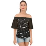 Cryptic Creature Pattern  Off Shoulder Short Sleeve Top