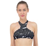 Cryptic Creature Pattern  High Neck Bikini Top