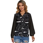 Cryptic Creature Pattern  Women s Long Sleeve Button Up Shirt