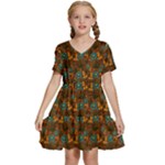 Blue Bloom Bouquet Kids  Short Sleeve Tiered Mini Dress