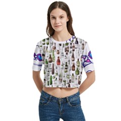 Women s Round Neck Short Sleeve Crop Top 