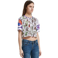 Women s Round Neck Short Sleeve Crop Top 