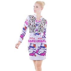 Button Long Sleeve Dress 