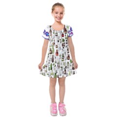 Bottle Chic Print Patterns Kids  Short Sleeve Velvet Dress from ArtsNow.com