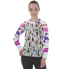 Bottle Chic Print Patterns Women s Long Sleeve Raglan T