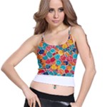 floral and leaves pattern Spaghetti Strap Bra Top