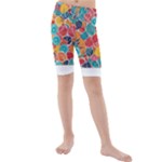 floral and leaves pattern Kids  Mid Length Swim Shorts