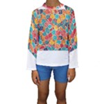 floral and leaves pattern Kids  Long Sleeve Swimwear